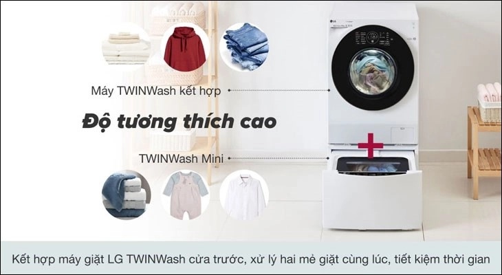 Máy giặt mini kết hợp có thể sử dụng linh hoạt hai lồng giặt cho các loại quần áo khác nhau