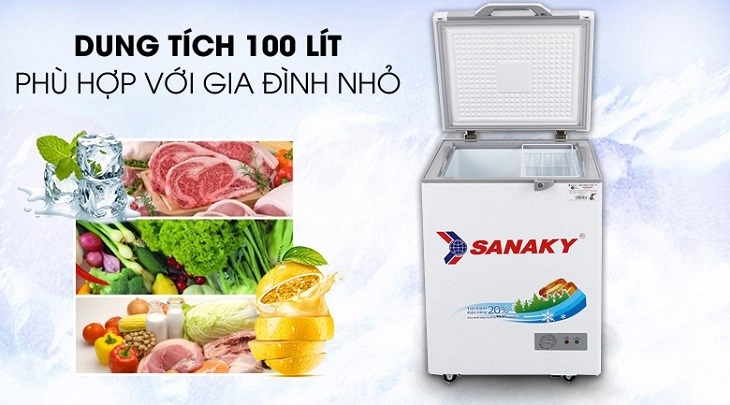 Tủ đông Sanaky 100 lít VH-1599HYK thuộc dòng tủ đông mini với dung tích chỉ 100 lít