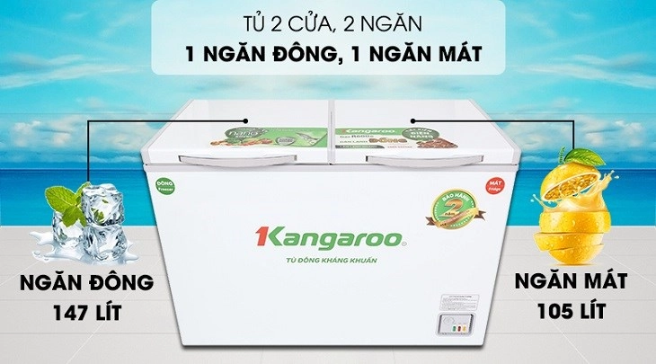 Tủ đông Kangaroo 252 lít KG 400NC2 thuộc dòng tủ đông 2 ngăn