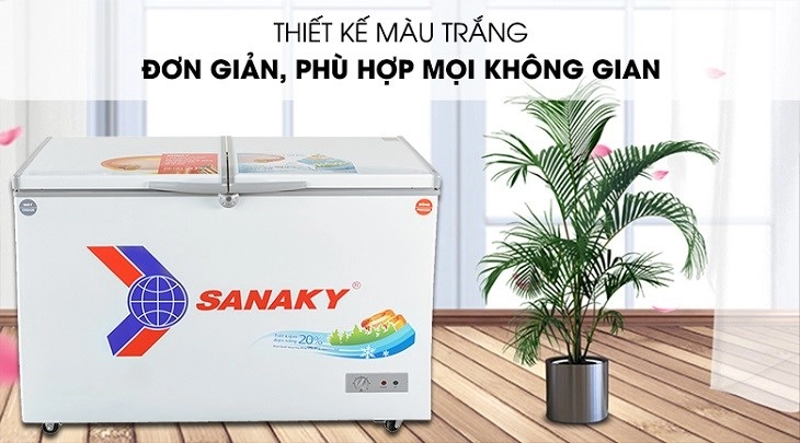 Tủ đông Sanaky 260 lít VH-3699W1 được thiết kế màu trắng, đơn giản phù hợp với mọi không gian