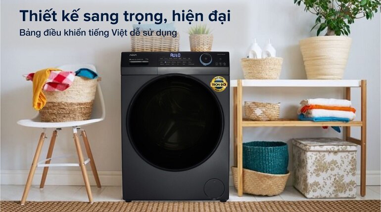 Máy giặt Aqua AQD D1102G BK có thiết kế sang trọng, hiện đại 