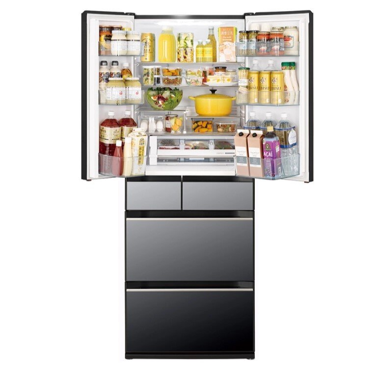 Tủ lạnh Hitachi 6 cửa R-HW540RV(X) có thiết kế 6 cửa với mặt gương pha lê sang trọng mang đến nét đẹp hiện đại cho căn bếp