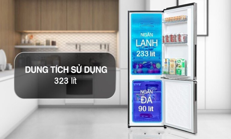 Tủ lạnh Hitachi R-B340PGV1 có dung tích sử dụng là 232 lít