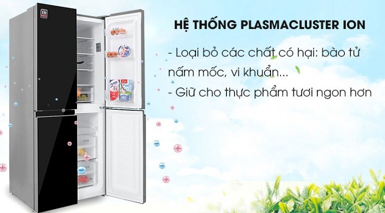 Tủ lạnh 4 cánh Sharp SJ-FXP480VG có dung tích lớn, lưu giữ được nhiều loại thực phẩm