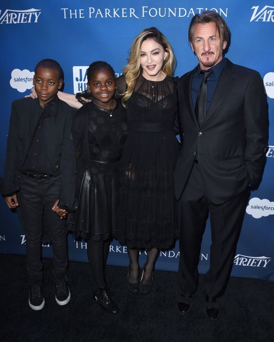 BEVERLY HILLS, CA - JANUARY 09: David Banda, Mercy James, Madonna, Sean Penn arrives at the 5th Annual Sean Penn & Friends HELP HAITI HOME Gala Benefiting J/P Haitian Relief Organization at Montage Hotel on January 9, 2016 in Beverly Hills, California. (Photo by Steve Granitz/WireImage)