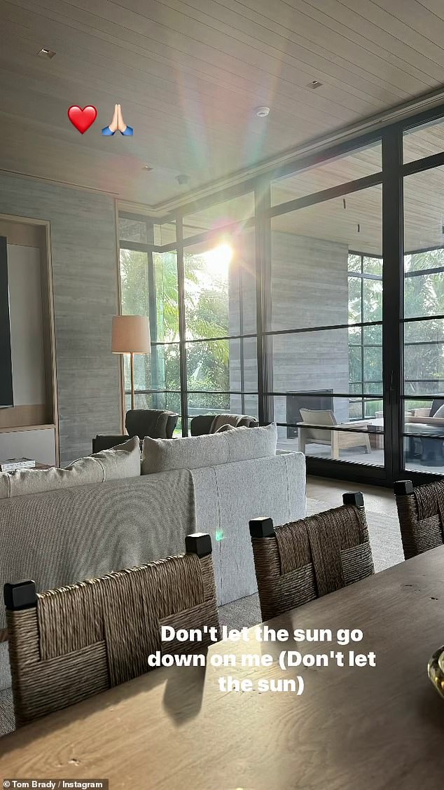 Tom Brady gave his more than 14.8 million Instagram followers a rare glimpse of the inside of his stunning bachelor pad in Miami, Florida on Friday
