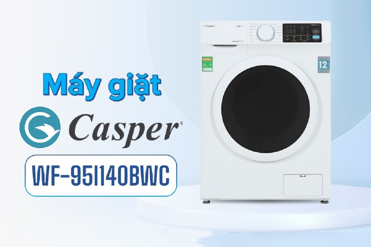 Máy giặt Casper inverter cửa ngang 9.5 kg WF-95I140BWC giá chưa tới 5 triệu đồng mà cực chất lượng
