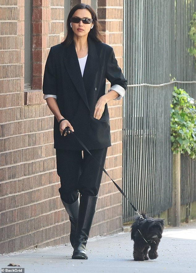 Irina Shayk was spotted walking her adorable puppy in New York City on Wednesday